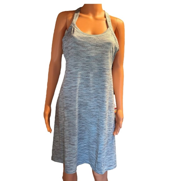 Mondetta Racerback Athletic Women’s Dress Built in Bra Blue/Green Pattern Large - Picture 1 of 11